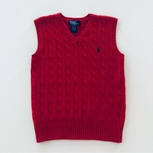 Polo Ralph Lauren Boys 7 Red Sweater Vest Holiday